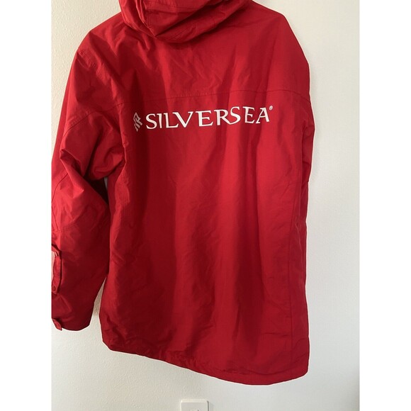 Silversea Expeditions All Weather Coat Jacket Medium Red Mens Hooded Full Zip - Picture 8 of 16